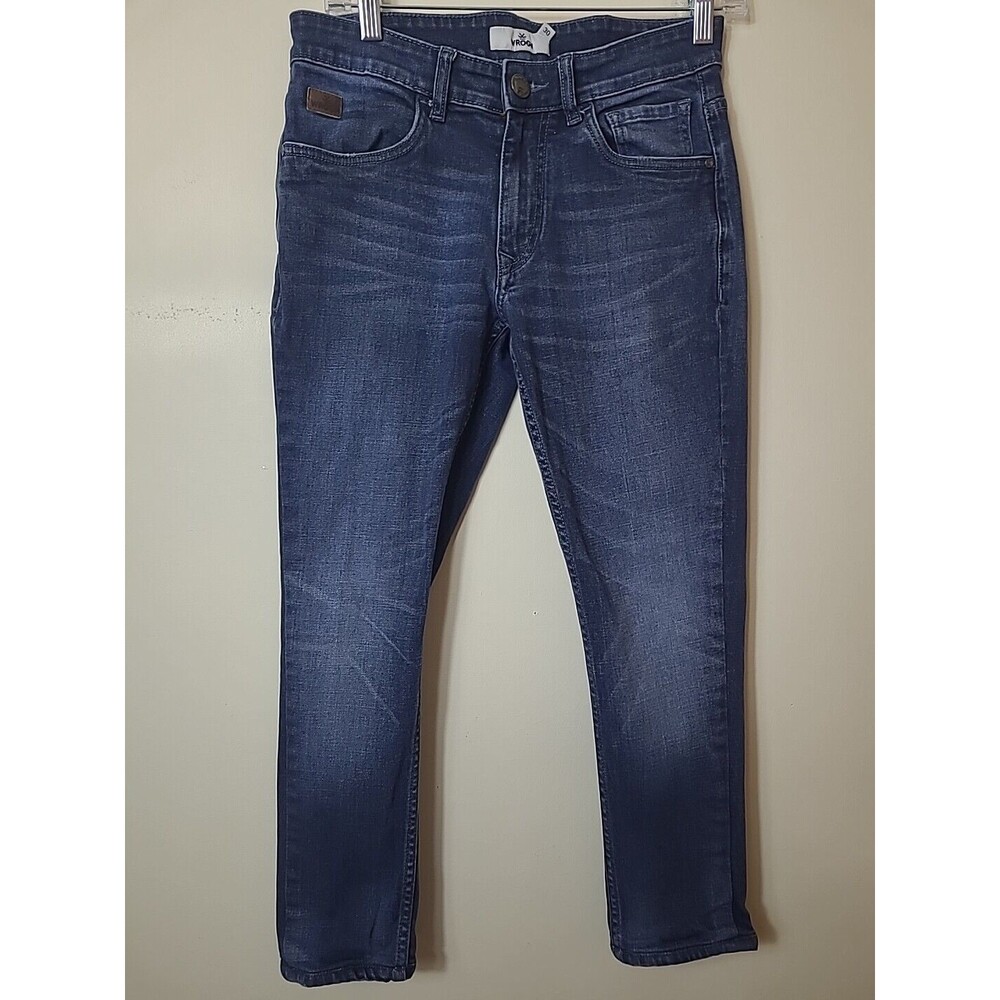 Mens Dark Wash Slim Fit Blue Jeans Size 30